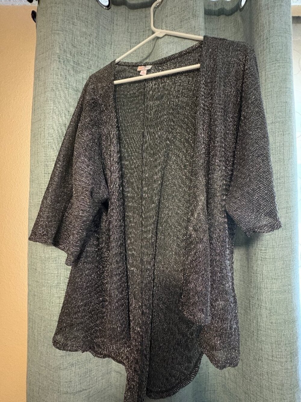 LuLaRoe 3/4 Sleeve Open Front Gray Sparkly Cardigan Size S